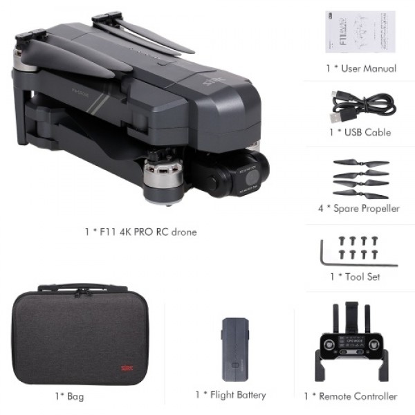 SJRC F11 PRO 5G Wifi FPV GPS RC 4K Camera 2-axis Gimbal with Storage Bag 26mins Flight Time 1500m Control Distance