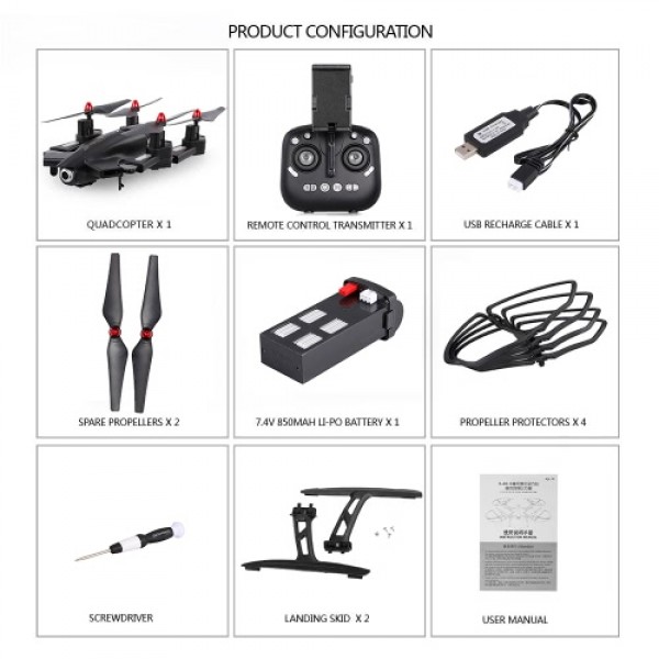 Utoghter 69508 2.0MP Wide-angle Camera Wifi FPV Foldable RC Drone 2.4G 4CH 6-Axis Gyro G-sensor Selfie Drone RTF Quadcopter