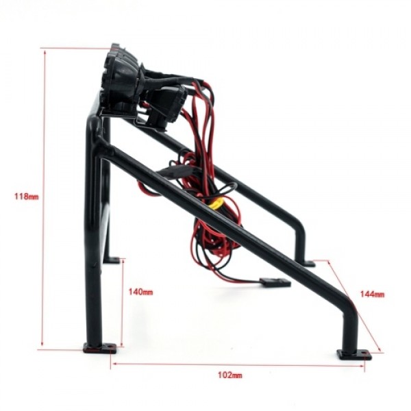 Metal Roll Cage Bucket with LED Lights Compatible with 1/10 Axial SCX10 D90 Tamiya CC01 TF2 RC Car