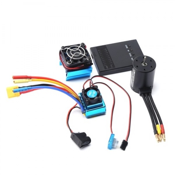 2300KV Brushless Motor 3650 Waterproof Motor with 120A Brushless ESC XT60 Plug Programming Card Heat Sink for 1/8 1/10 1/12 RC C