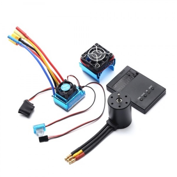 2300KV Brushless Motor 3650 Waterproof Motor with 120A Brushless ESC XT60 Plug Programming Card Heat Sink for 1/8 1/10 1/12 RC C