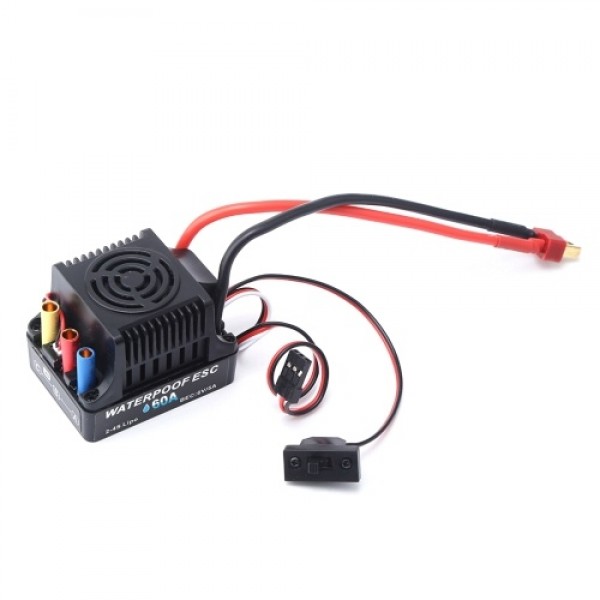 60A Brushless 2-4S ESC Electric Speed Controller 6V 5A BEC T Plug for 1/8 1/10 RC Car