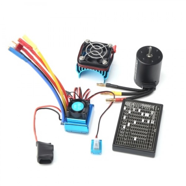 3650 Brushless Motor 3900KV with 120A Brushless ESC Heat Sink Programming Card for 1/8/ 1/10 RC Car RC Boat Part