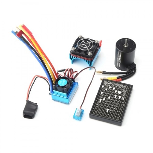 3650 Brushless Motor 3100KV with 120A Brushless ESC Heat Sink Programming Card for 1/8 1/10 RC Car RC Boat Part