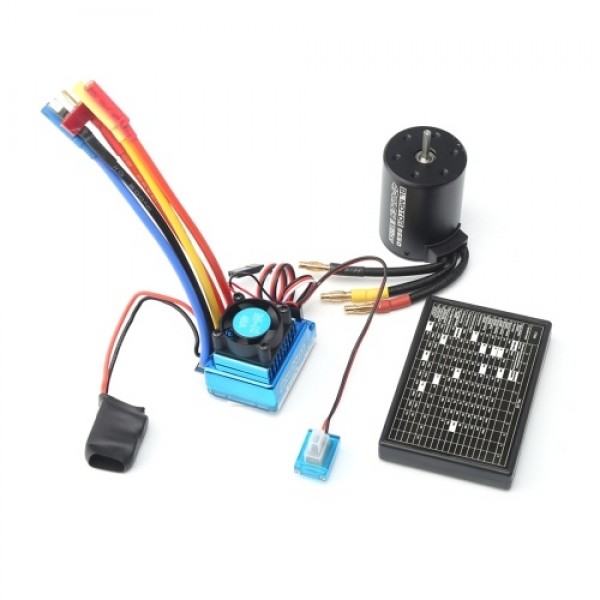 3650 Brushless Motor 3100KV with 120A Brushless ESC Programming Card for 1/8 1/10 RC Car RC Boat Part