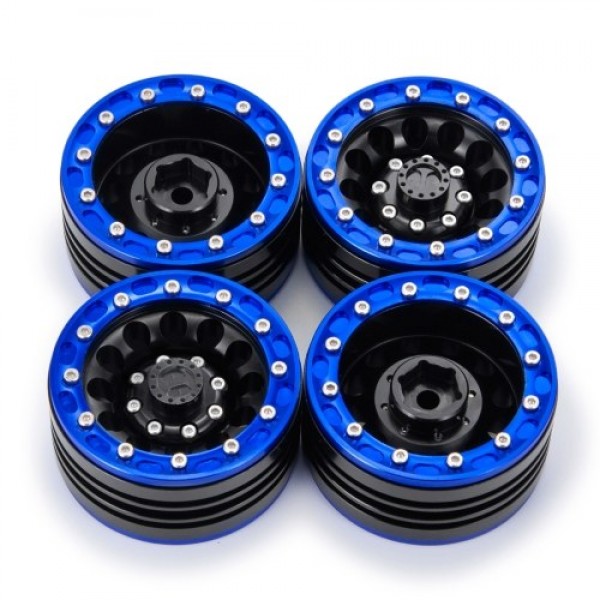 4pcs Aluminum Alloy Wheel Rim Beadlock Wheel Rims Hub Compatible with trx4 scx10 RC Car