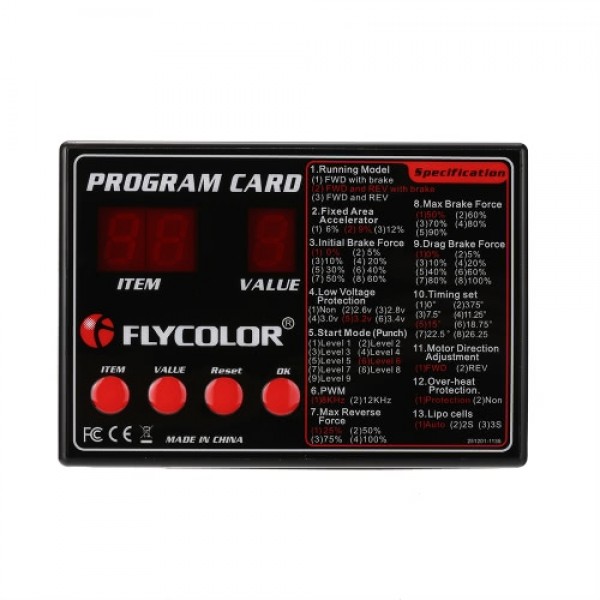 Original Flycolor Programing Card for RC Cars ESC Electronic Speed Controller