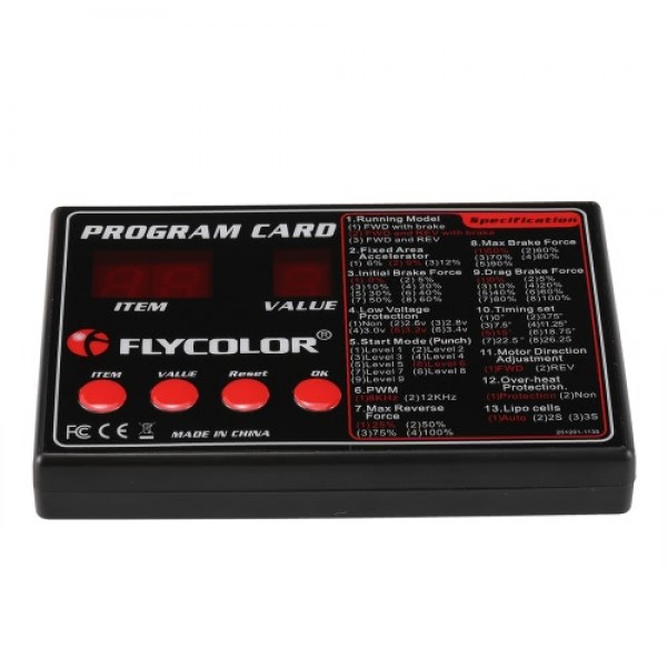 Original Flycolor Programing Card for RC Cars ESC Electronic Speed Controller