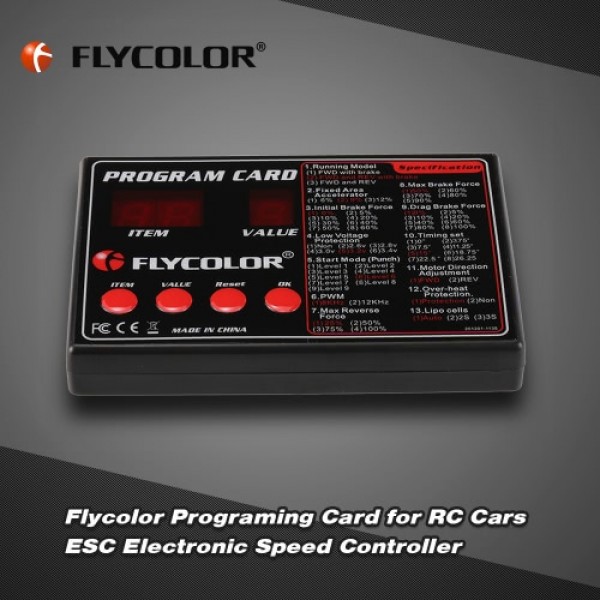 Original Flycolor Programing Card for RC Cars ESC Electronic Speed Controller