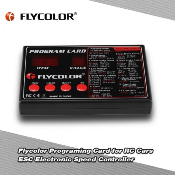 Original Flycolor Programing Card for RC Cars ESC Electronic Speed Controller