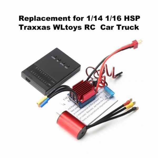 S2838 3200KV Brushless Motor with 35A Brushless ESC Programming Card Replacement for 1/14 1/16 HSP Traxxas WLtoys RC Car Truck