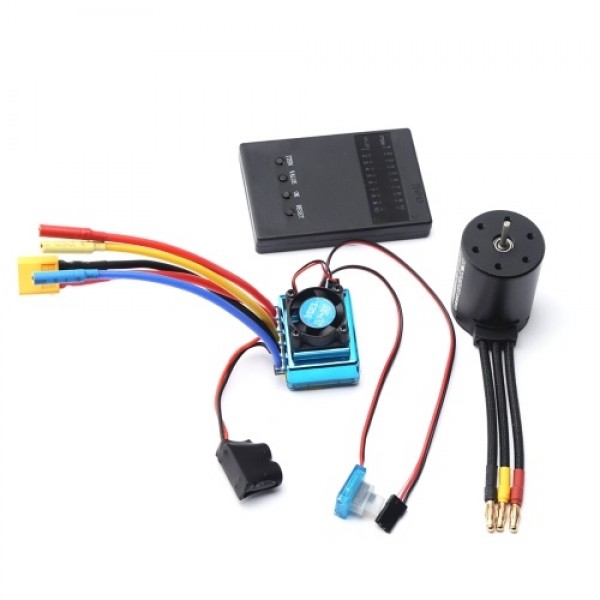 2300KV Brushless Motor 3650 Waterproof Motor with 120A Brushless ESC XT60 Plug Programming Card for 1/8 1/10 1/12 RC Car RC Boat