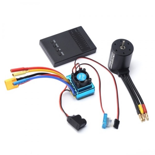 2300KV Brushless Motor 3650 Waterproof Motor with 120A Brushless ESC XT60 Plug Programming Card for 1/8 1/10 1/12 RC Car RC Boat