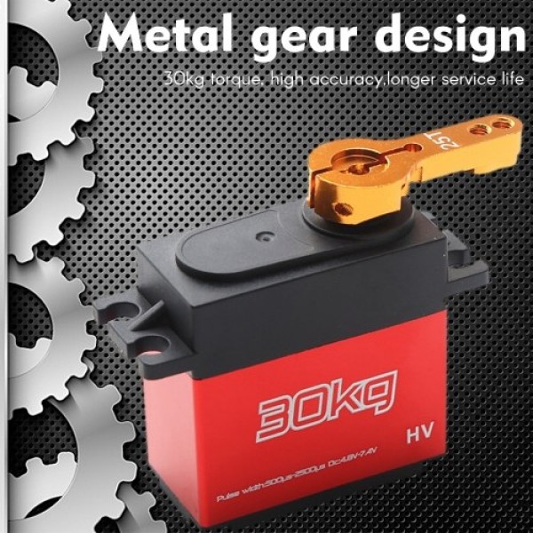 30KG Digital Servo Metal Gear Servo Waterproof for 1/8 1/10 1/12 Scale RC Cars Robot Boat Manipulator with 25T Arm