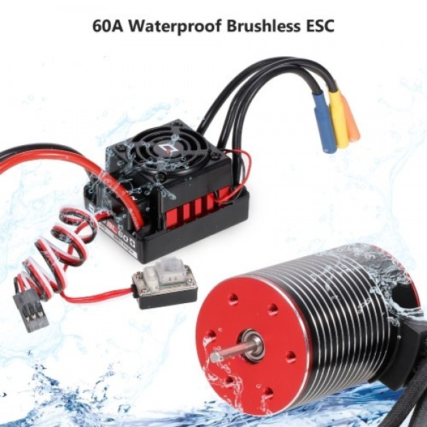 3650 4500KV Brushless Motor and Hobbywing WP-10BL60 60A ESC Waterproof Combo(type-1)