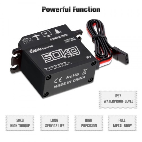 GX3350BLS 50KG Digital Servo IP67 Waterproof Steering Servo 180° Full Metal Body Stainless Steel Gear Brushless Motor Servo for 