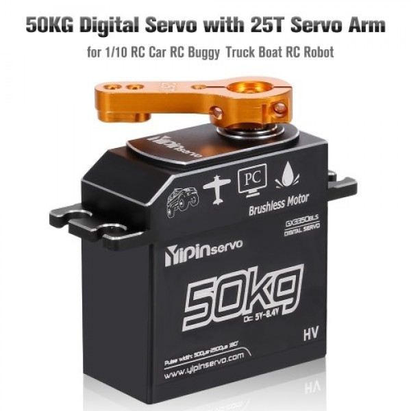 GX3350BLS 50KG Digital Servo IP67 Waterproof Steering Servo 180° Full Metal Body Stainless Steel Gear Brushless Motor Servo for 