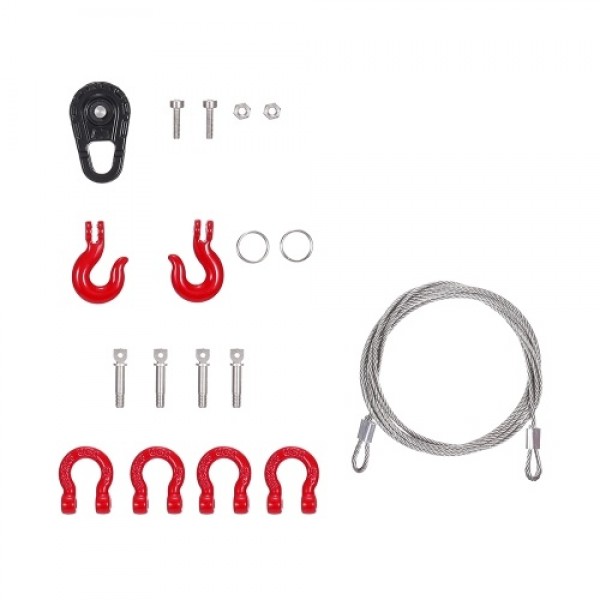 3 IN 1 RC Truck Rescue Equipment Winch Snatch Block D-Ring Shackles Hook Tow Chain Kit for Traxxas Hsp Redcat Rc4wd Tamiya Axial