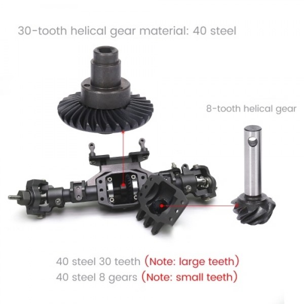 Replacement for AXIAL SCX10 II 90046 90047 Steel Bridge Axle Shaft Gear Front Rear Axle Bridge Gear