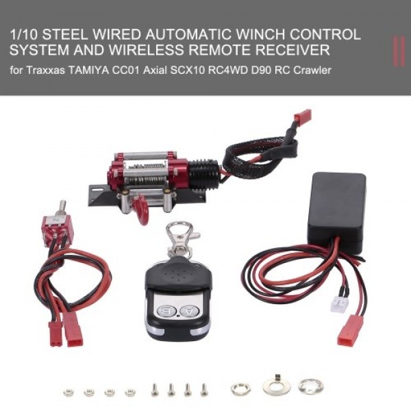 1/10 RC Rock Crawler Steel Wired Automatic Crawler Winch Control System and Wireless Remote Receiver for Traxxas HSI TAMIYA CC01