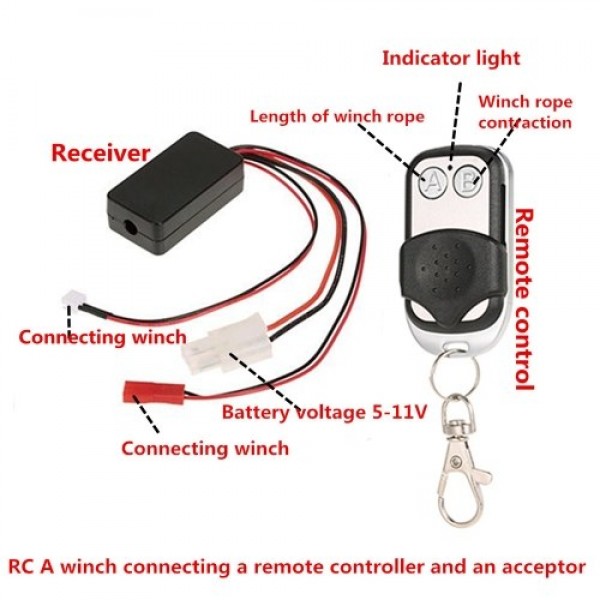 1/10 RC Rock Crawler Steel Wired Automatic Crawler Winch Control System and Wireless Remote Receiver for Traxxas HSI TAMIYA CC01