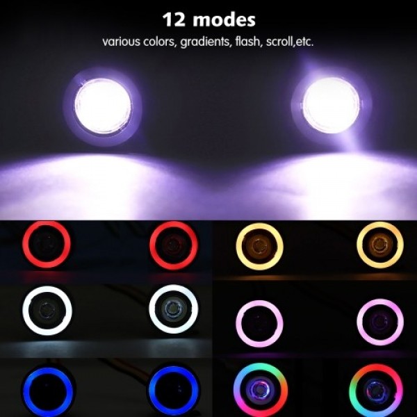 LED Headlights Angel Eyes with 12 Modes for 1/10 RC Rock Crawler Axial SCX10 RC4WD Traxxas TRX-4 Cars