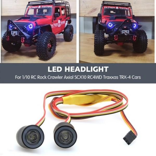 LED Headlights Angel Eyes with 12 Modes for 1/10 RC Rock Crawler Axial SCX10 RC4WD Traxxas TRX-4 Cars