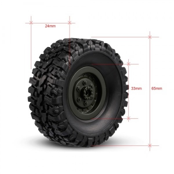 4PCS 65mm Military Truck Tire for 1/16 WPL B-14 B-24 B-16 B-36 C-14 C-24 RC Car