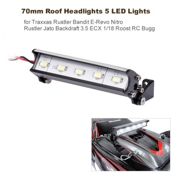 70mm Roof Headlights RC Off-Road Dome 5 LED Lights for Traxxas Rustler Bandit E-Revo Nitro Rustler Jato Redcat Backdraft 3.5 ECX