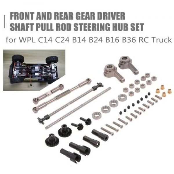 WPL Parts Set Front and Rear Gear Driver Shaft Pull Rod Steering Hub