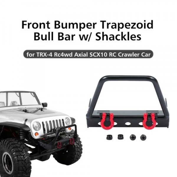 Steel Front Bumper Trapezoid Bull Bar with Shackles for 1/10 TRX-4 Rc4wd Axial SCX10 RC Crawler Car