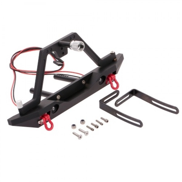 Metal Rear Bumper with Spare Tire Rack 2 LED Light for RC Crawler Car Traxxas TRX-4 Axial SCX10 &amp; SCX10 II 90046