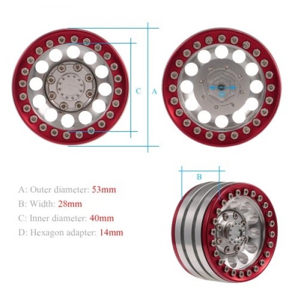 4pcs 1.9 Inch Wheel Hub Rim Metal