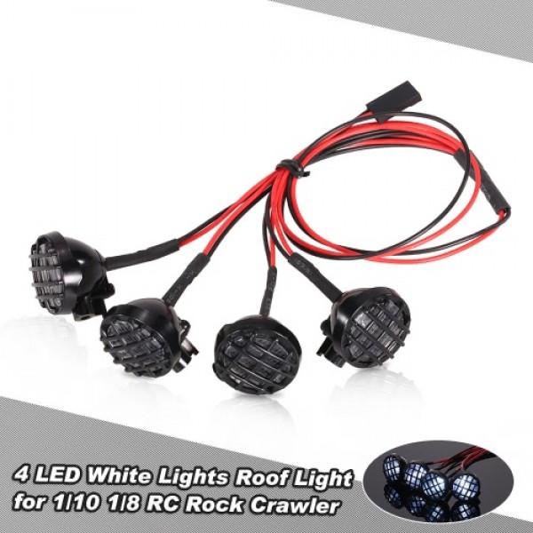 4 LED White Lights with Lampshade Roof Light Search Lamp for 1/10 1/8 Traxxas HSP Redcat RC4WD Tamiya Axial SCX10 D90 HPI RC Roc