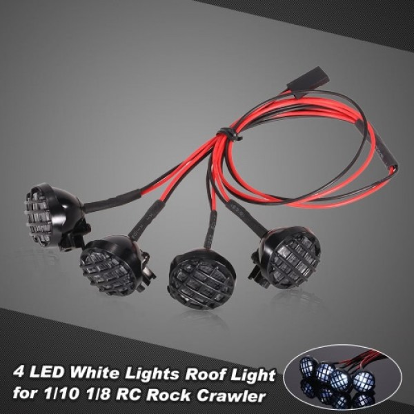 4 LED White Lights with Lampshade Roof Light Search Lamp for 1/10 1/8 Traxxas HSP Redcat RC4WD Tamiya Axial SCX10 D90 HPI RC Roc