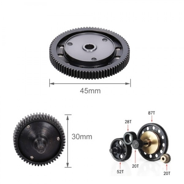 Hardened Steel Gearbox Transmission Gears With Motor Gear for 1/10 RC Crawler Car Axial SCX10 Gearbox Upgrade Part