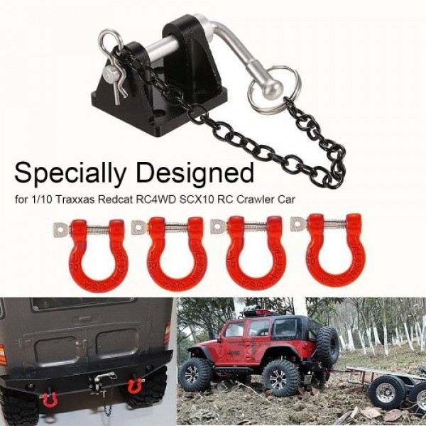 1 Set Tow D-Ring Shackles Trailer Hook Trailer Lock for 1/10 Traxxas HSP Redcat RC4WD Tamiya Axial SCX10 D90 HPI RC Crawler Car