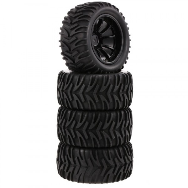 4PCS 1/10 Off-road Tyre Double V Tread Pattern 10 Spokes Rim for 1/10 HSP HPI Redcat RC4WD RC Monster Truck