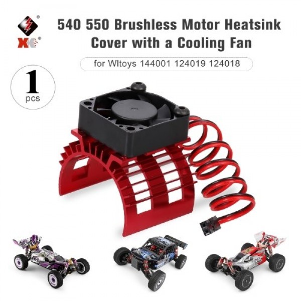 Aluminum Alloy Motor Heatsink Cover with Cooling Fan for 540 550 Brushed Motor 3650 Brushless Motor For WLtoys A959-B A979-B 144