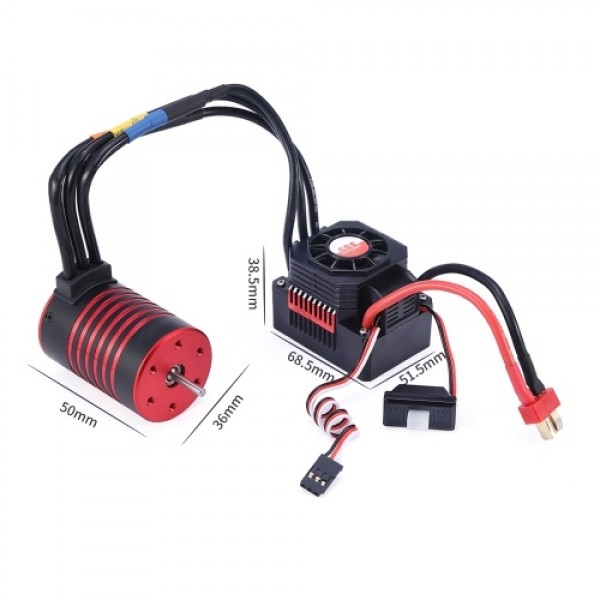 2300KV Brushless Motor and 60A ESC with Heat Sink Combo Set Waterproof Dustproof Compatible with HSP Tamiya Axial for RC 1/10 RC