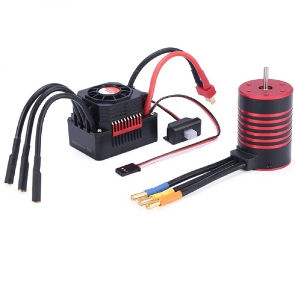 2300KV Brushless Motor and 60A ESC with Heat Sink Combo Set Waterproof Dustproof Compatible with HSP Tamiya Axial for RC 1/10 RC