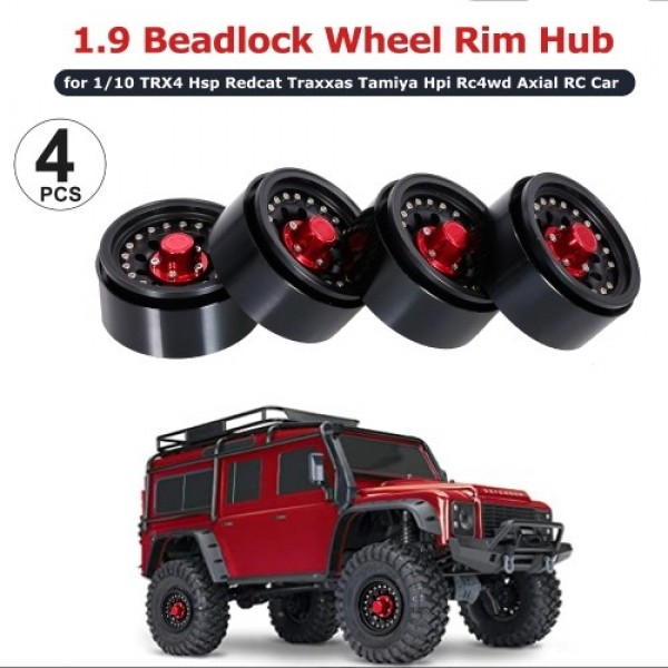 4PCS 1.9in Metal Beadlock Wheel Rim Hub for 1/10 RC Crawler Car Compatible with TRX4 Hsp Redcat Traxxas Tamiya Hpi Rc4wd Axial R