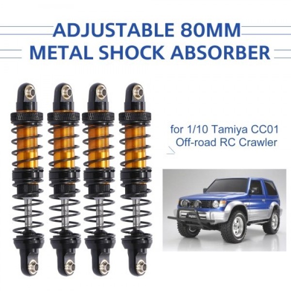 4pcs Adjustable 80mm Metal Shock Absorber Damper for 1/10 Tamiya CC01 RC Crawler Off-road Car