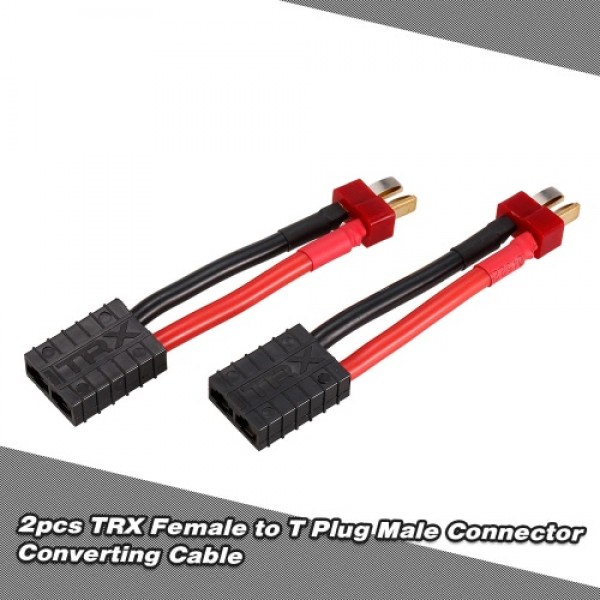 2pcs Female Connector to Male Deans T-Type Plug Ultra Adapter Wire Harness for Traxxas RC Car