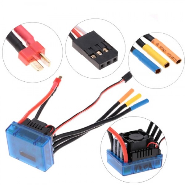 3674 2250KV 4P Sensorless Brushless Motor with 120A Brushless ESC（Electric Speed Controller）for 1/8 RC Car Truck