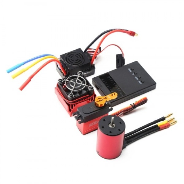 2300KV Brushless Motor 3650 Waterproof Motor with 60A Brushless ESC 25kg Digital Servo Heatsink Programming Card for 1/8 1/10 RC