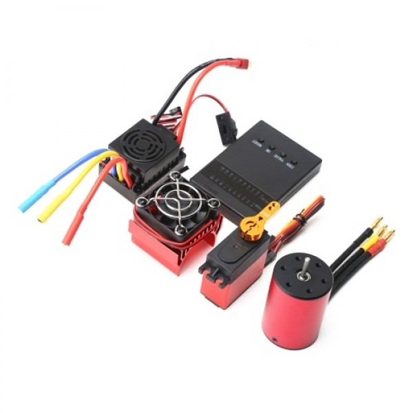 2300KV Brushless Motor 3650 Waterproof Motor with 60A Brushless ESC 25kg Digital Servo Heatsink Programming Card for 1/8 1/10 RC