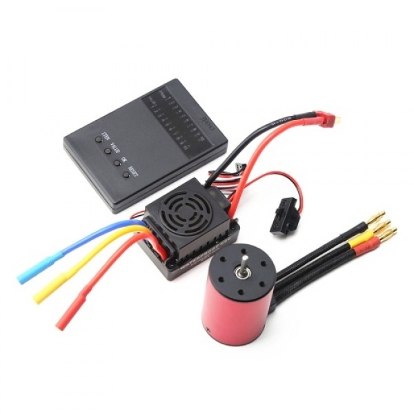 2300KV Brushless Motor 3650 Waterproof Motor with 60A Brushless ESC 5.8V 3A BEC Programming Card for 1/8 1/10 RC Car