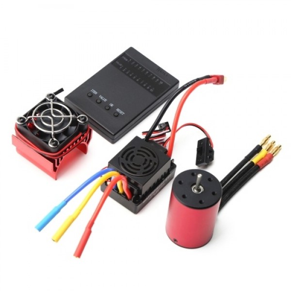 2300KV Brushless Motor 3650 Waterproof Motor with 60A Brushless ESC 5.8V 3A BEC Heatsink Programming Card for 1/8 1/10 RC Car