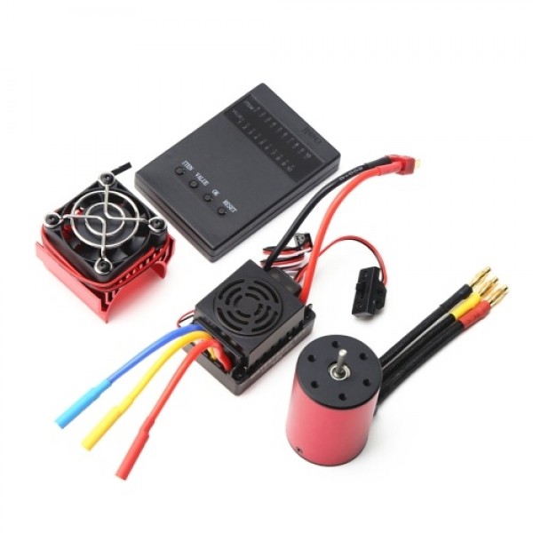 2300KV Brushless Motor 3650 Waterproof Motor with 60A Brushless ESC 5.8V 3A BEC Heatsink Programming Card for 1/8 1/10 RC Car